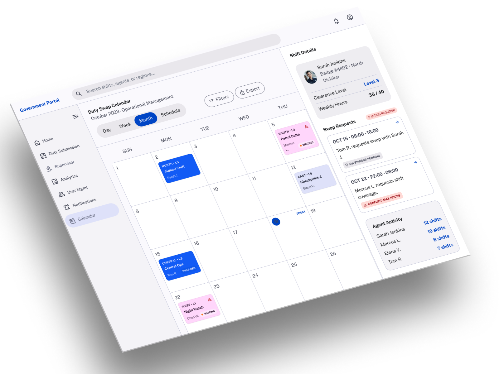 HSI Duty Swap Calendar — duty swap calendar detail