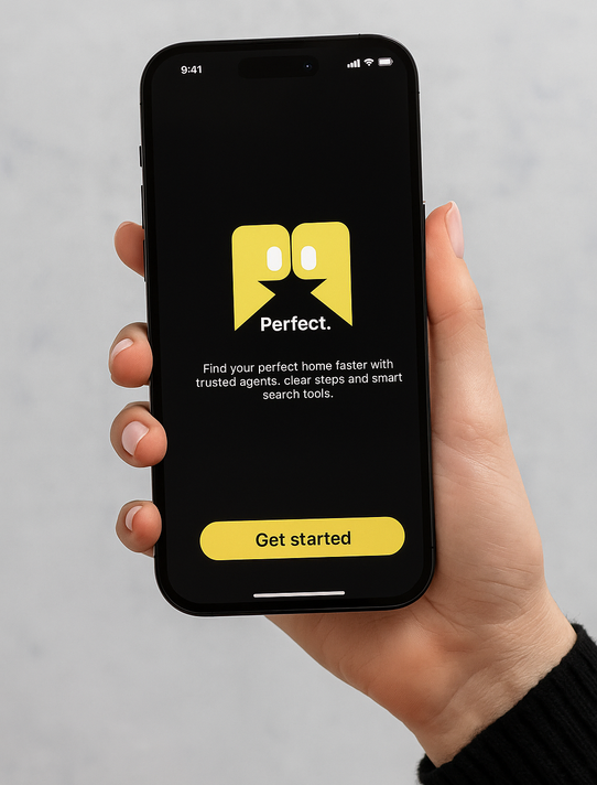Perfect Properties app — onboarding screen